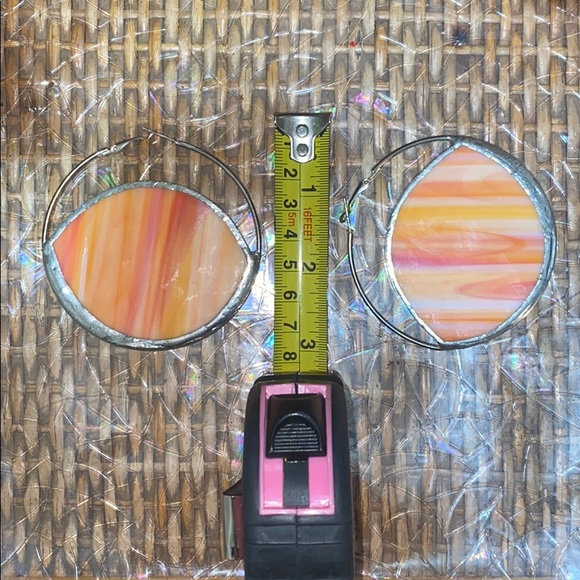 Psychedelic Vintage Inspired Stained Glass Hoops - Picture 3 of 6